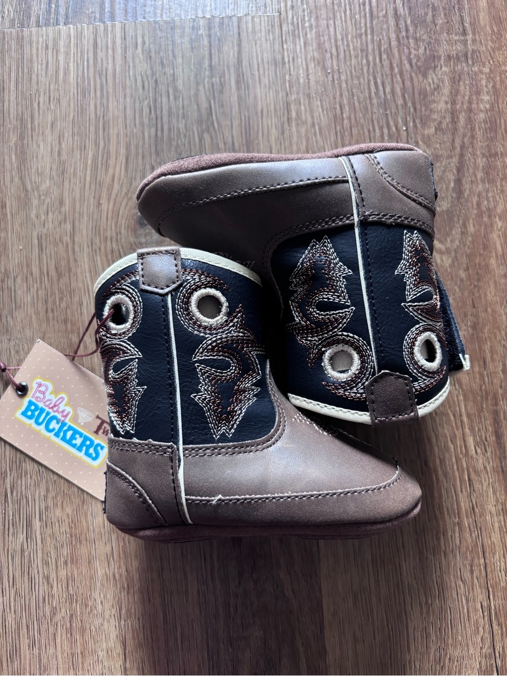 Baby Buckers Brown and Black Western Baby Booties